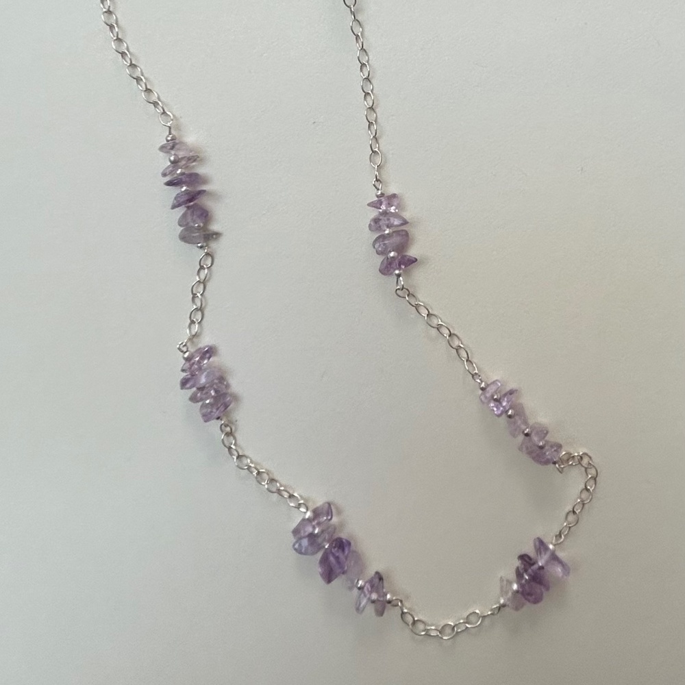 Sterling silver amethyst chip necklace